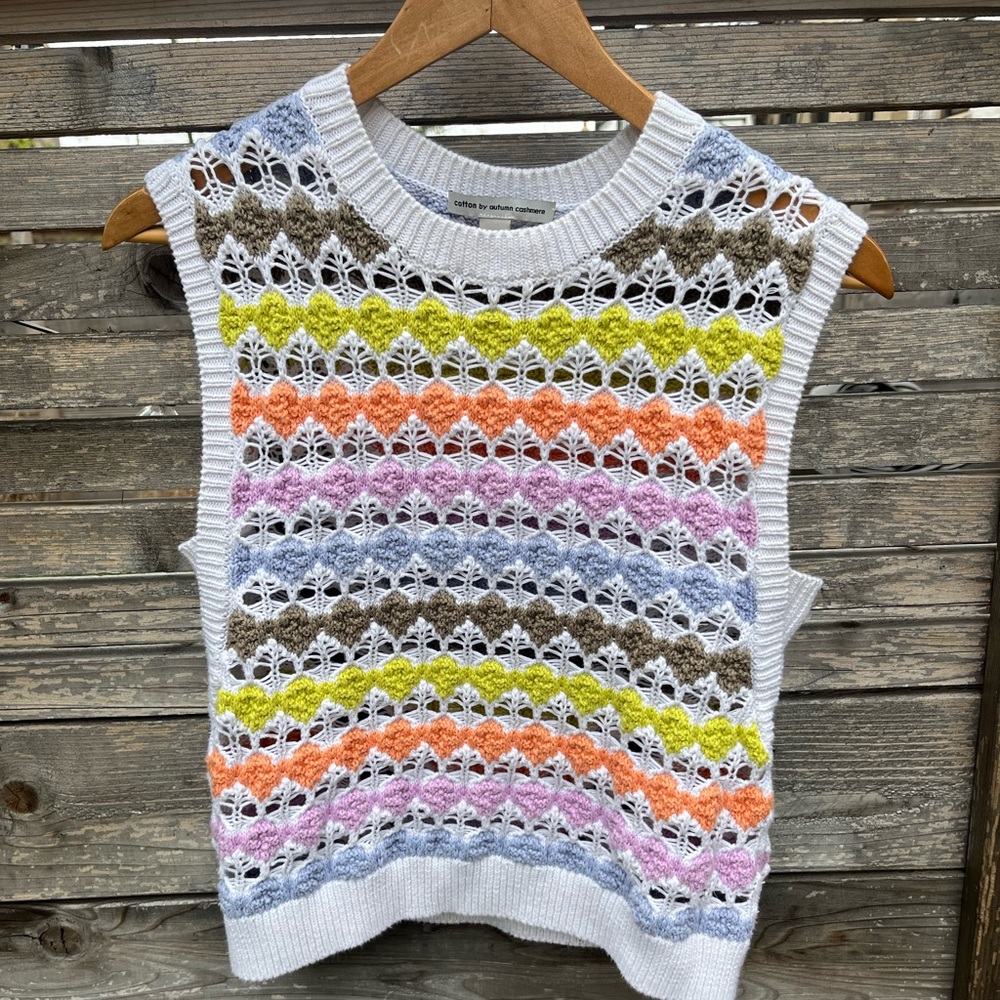 Cotton by Autumn Cashmere Crochet Knit Sleeveless Top